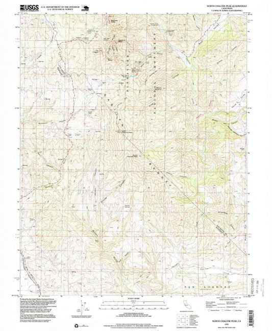 Classic USGS North Chalone Peak California 7.5'x7.5' Topo Map Image