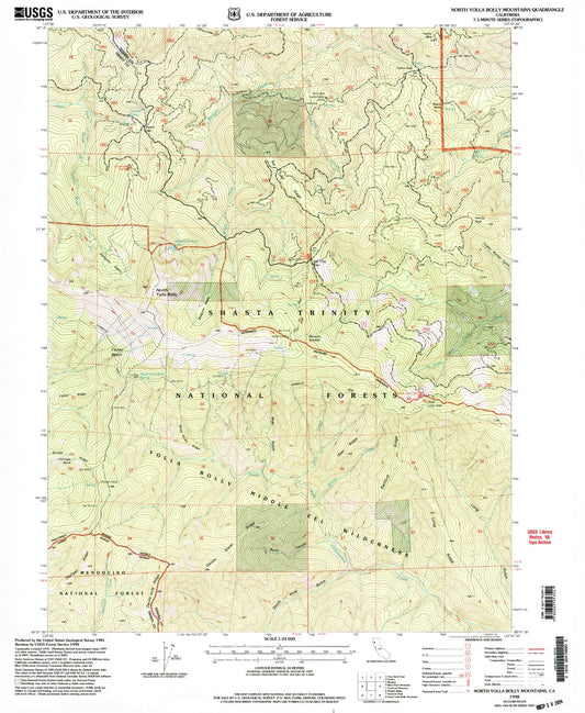 Classic USGS North Yolla Bolly Mountains California 7.5'x7.5' Topo Map Image