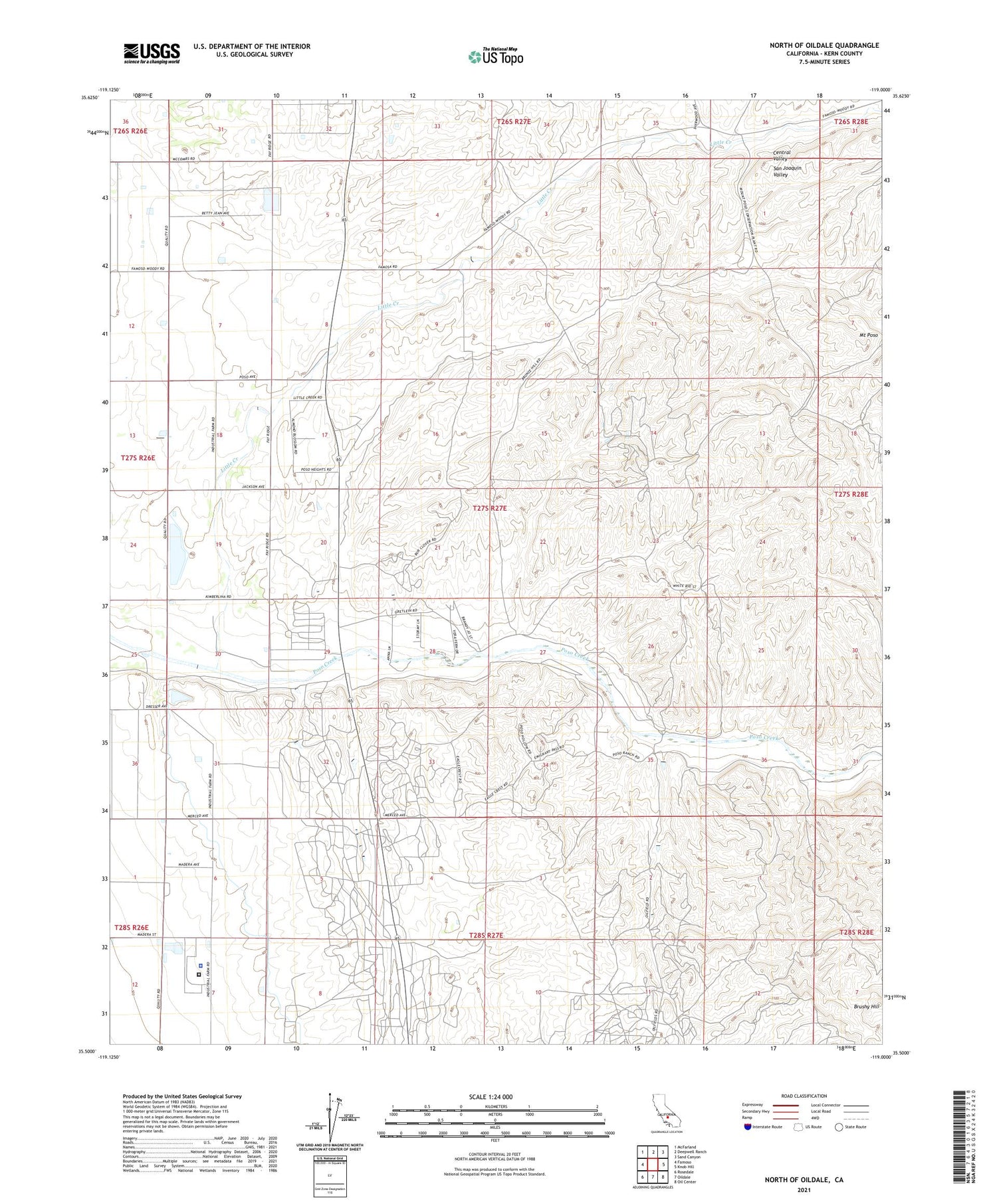 North of Oildale California US Topo Map Image