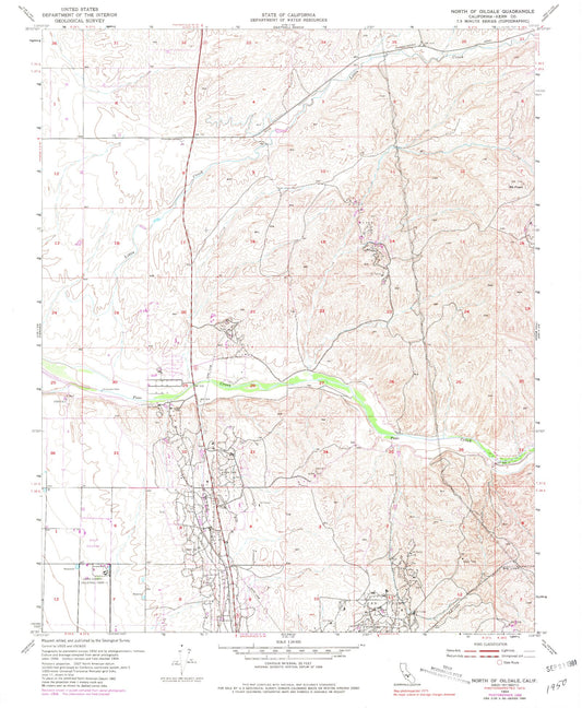 Classic USGS North of Oildale California 7.5'x7.5' Topo Map Image