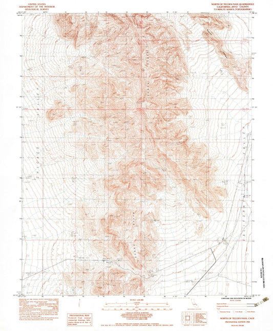Classic USGS North of Tecopa Pass California 7.5'x7.5' Topo Map Image