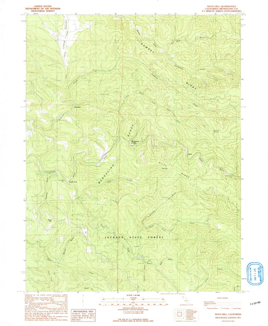Classic USGS Noyo Hill California 7.5'x7.5' Topo Map Image