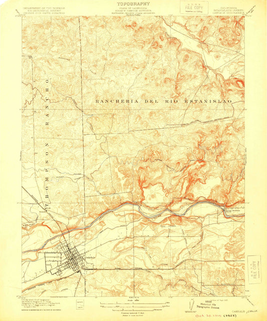 Classic USGS Oakdale California 7.5'x7.5' Topo Map Image