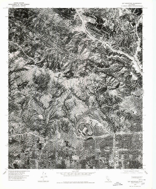 Classic USGS Oat Mountain California 7.5'x7.5' Topo Map Image