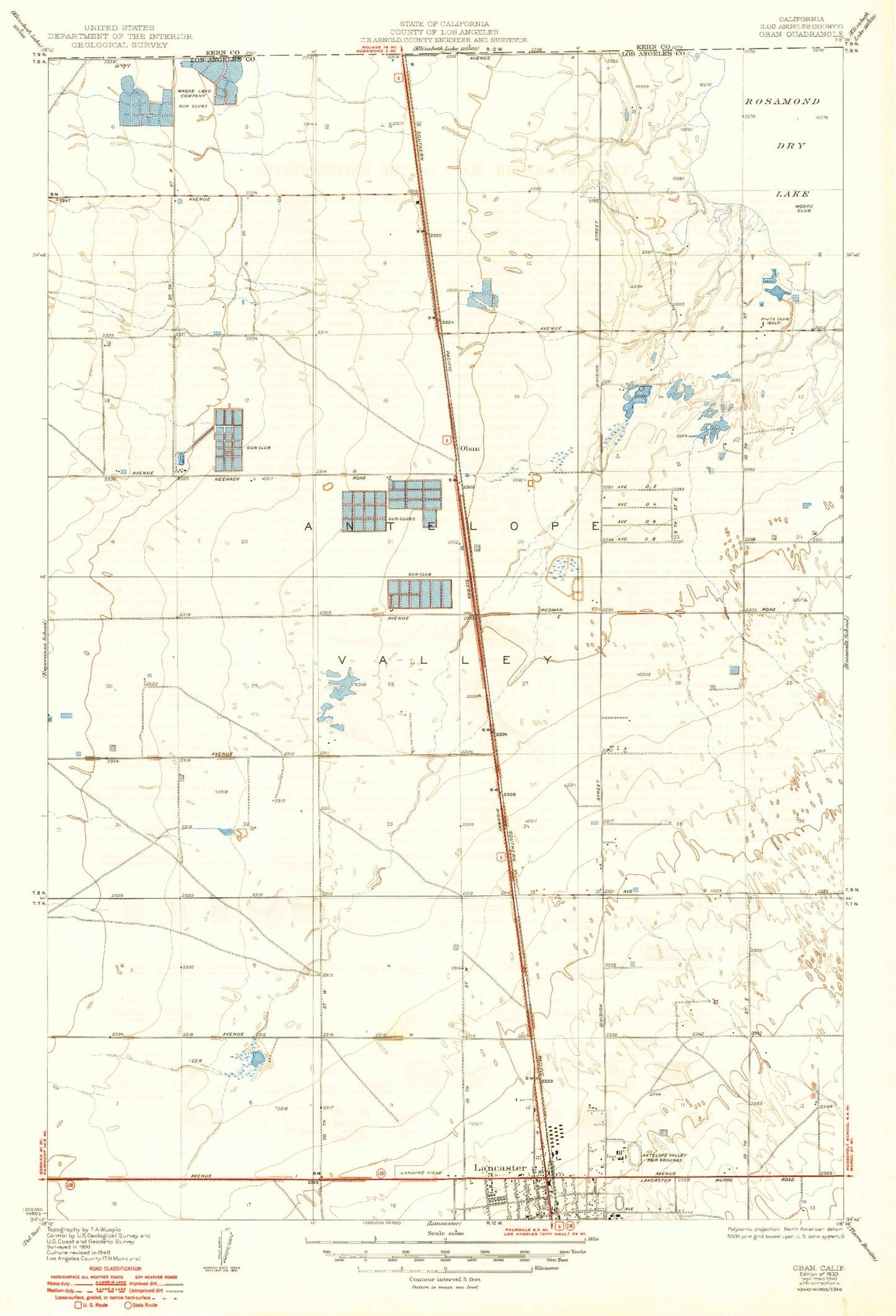 Classic USGS Oban California 7.5'x7.5' Topo Map Image