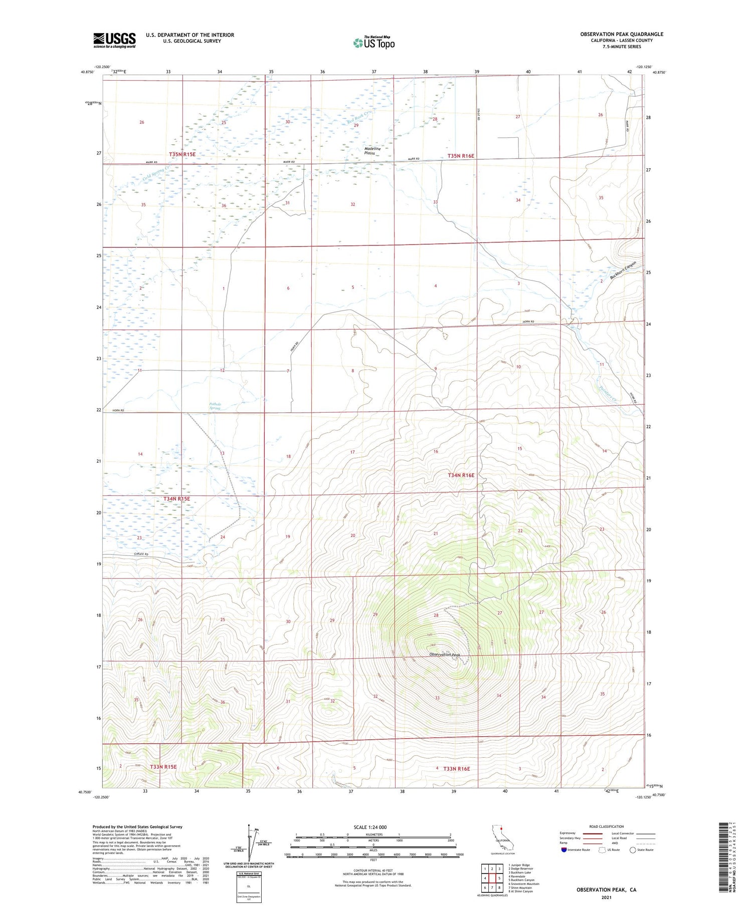Observation Peak California US Topo Map Image