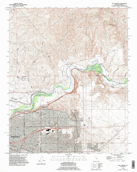 Classic USGS Oil Center California 7.5'x7.5' Topo Map Image