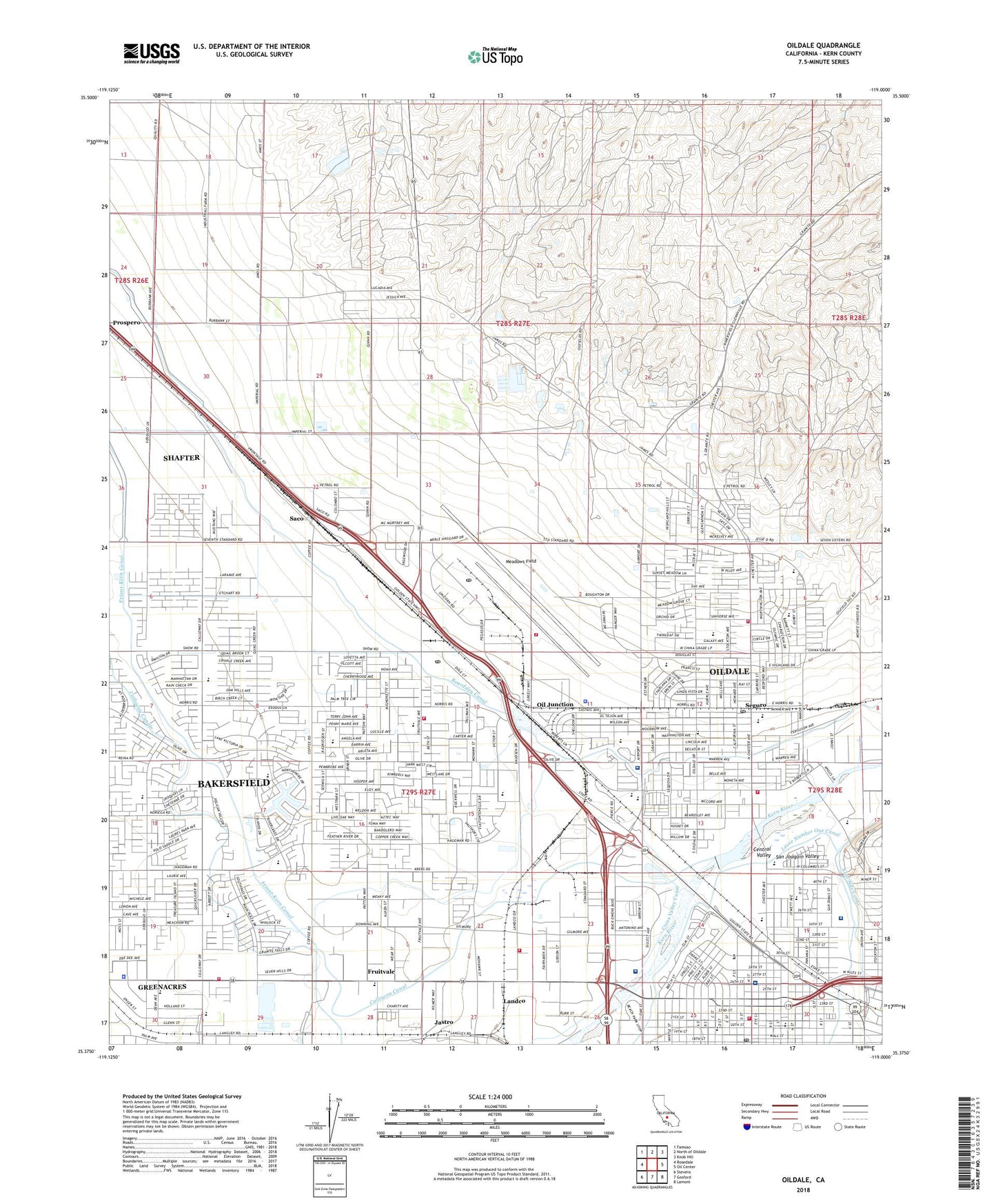 Oildale California US Topo Map Image