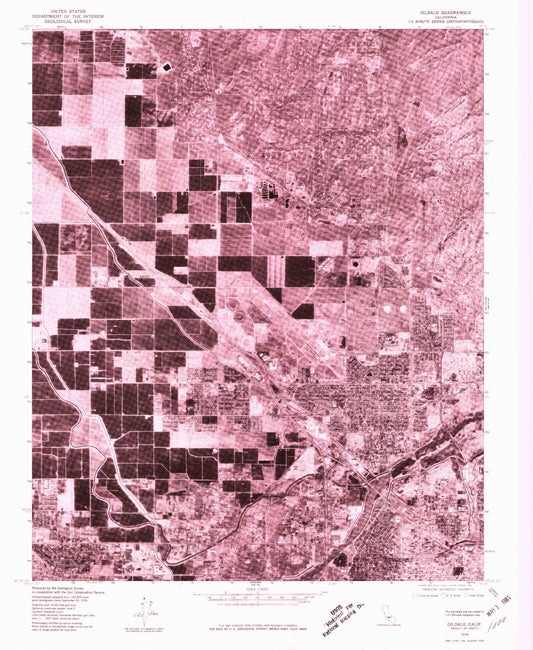 Classic USGS Oildale California 7.5'x7.5' Topo Map Image