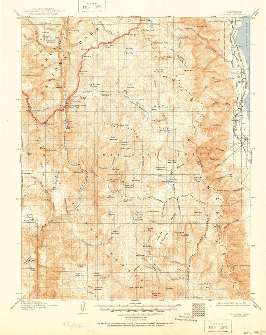 Historic 1907 Olancha California 30'x30' Topo Map Image