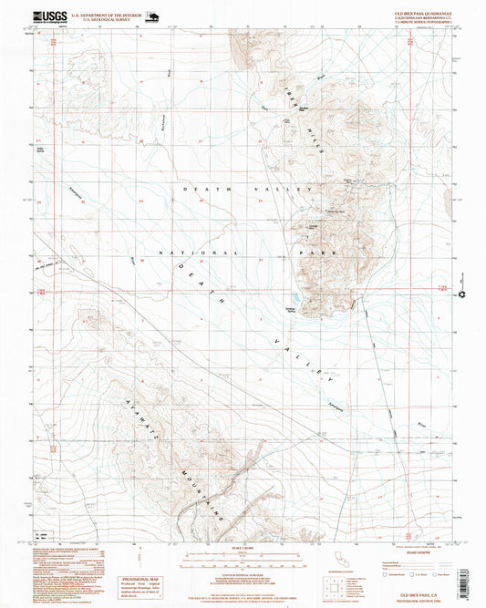 Classic USGS Old Ibex Pass California 7.5'x7.5' Topo Map Image