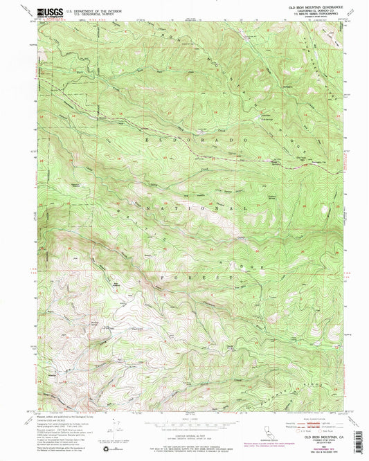 Classic USGS Old Iron Mountain California 7.5'x7.5' Topo Map Image