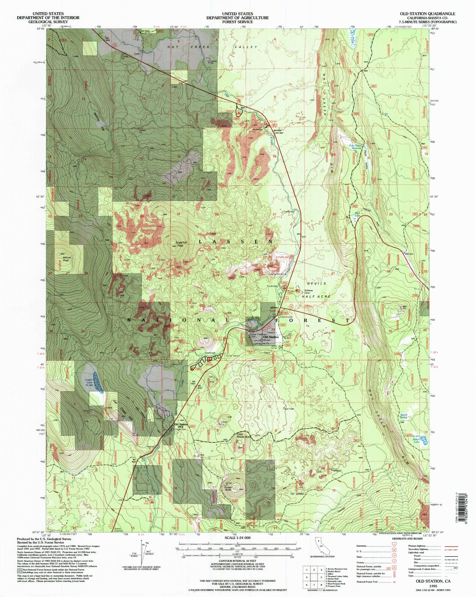 Classic USGS Old Station California 7.5'x7.5' Topo Map MyTopo Map Store