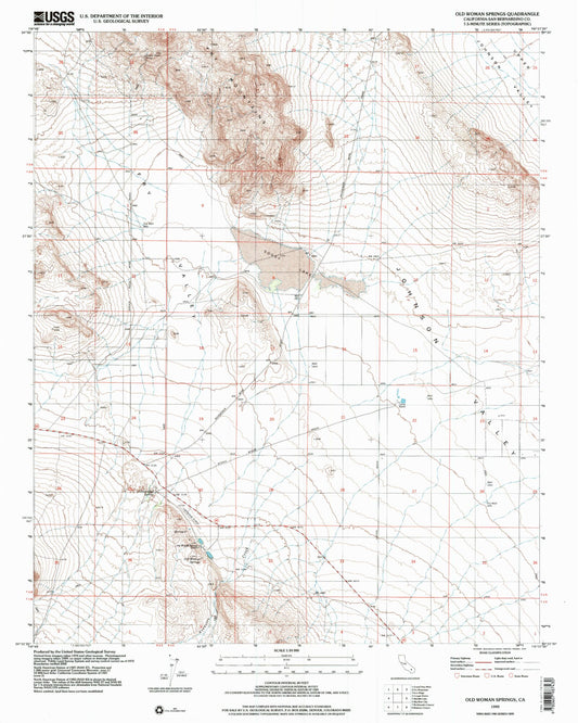Classic USGS Old Woman Springs California 7.5'x7.5' Topo Map Image