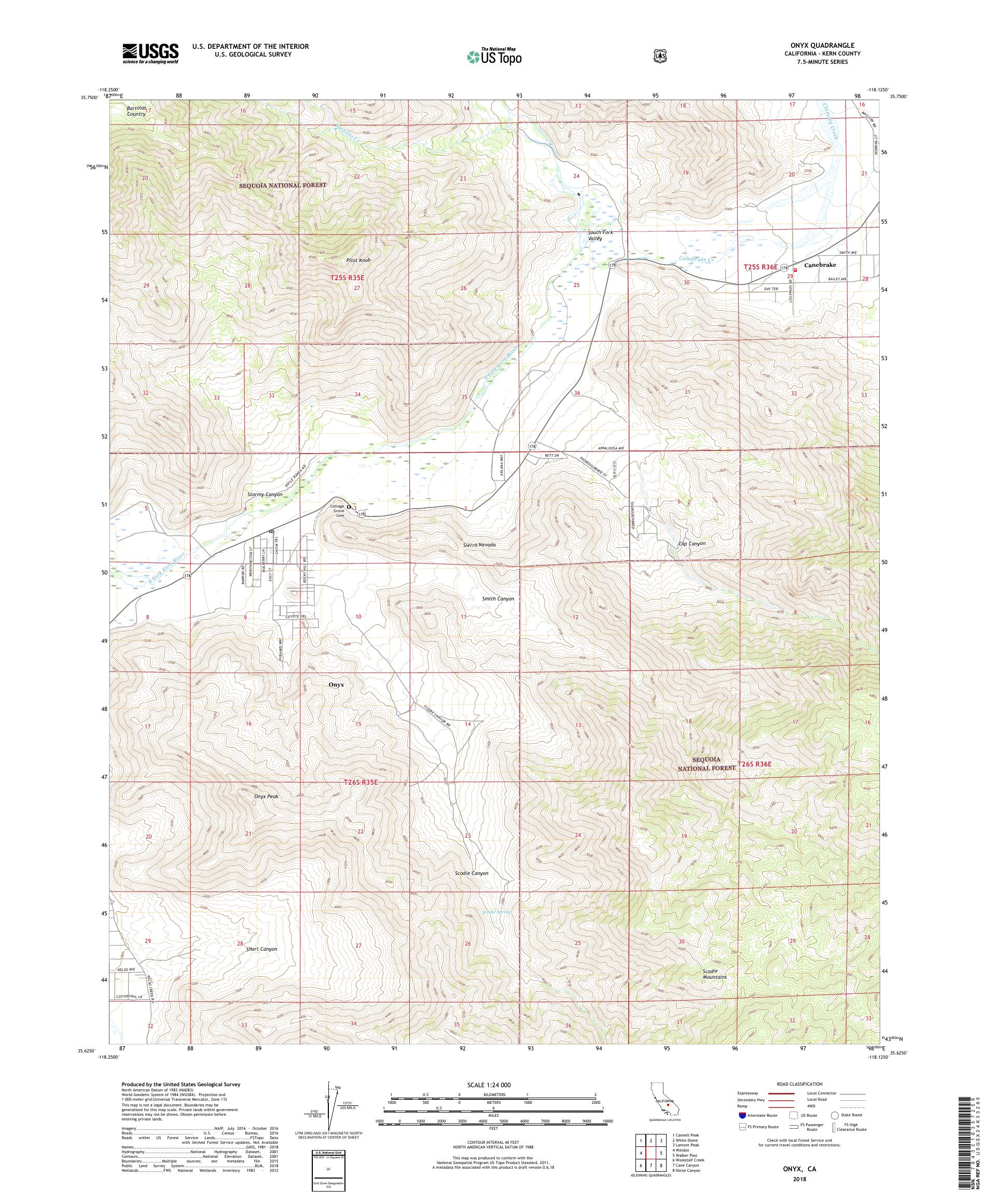 Onyx California US Topo Map – MyTopo Map Store