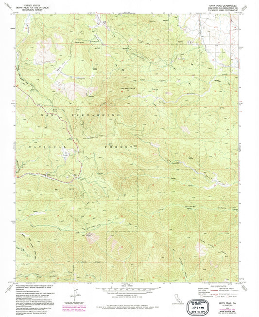USGS Classic Onyx Peak California 7.5'x7.5' Topo Map Image