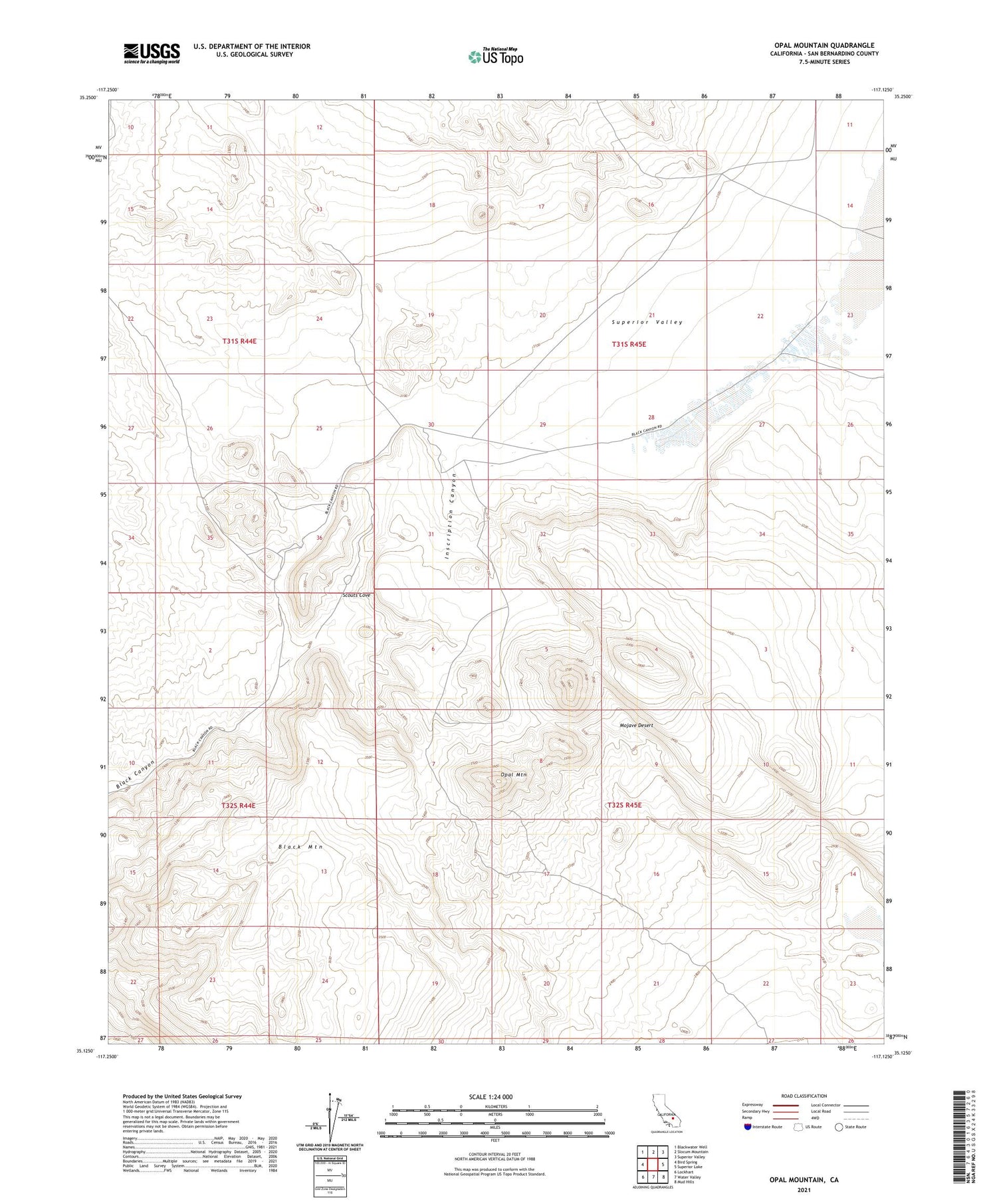 Opal Mountain California US Topo Map Image
