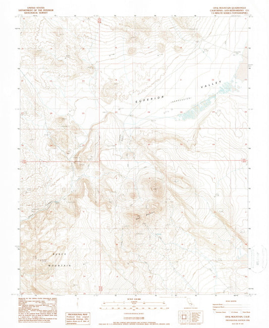 Classic USGS Opal Mountain California 7.5'x7.5' Topo Map Image