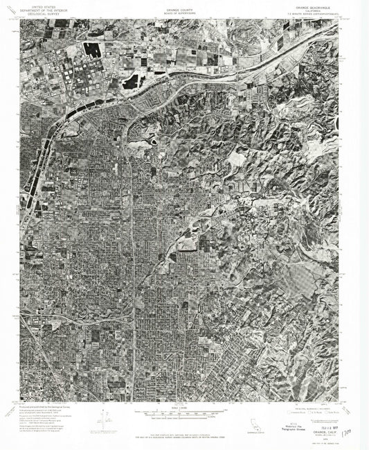 Classic USGS Orange California 7.5'x7.5' Topo Map Image