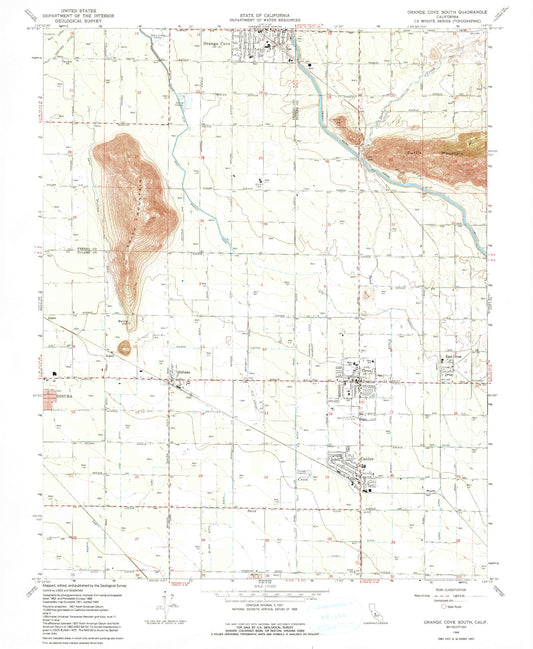 Classic USGS Orange Cove South California 7.5'x7.5' Topo Map Image