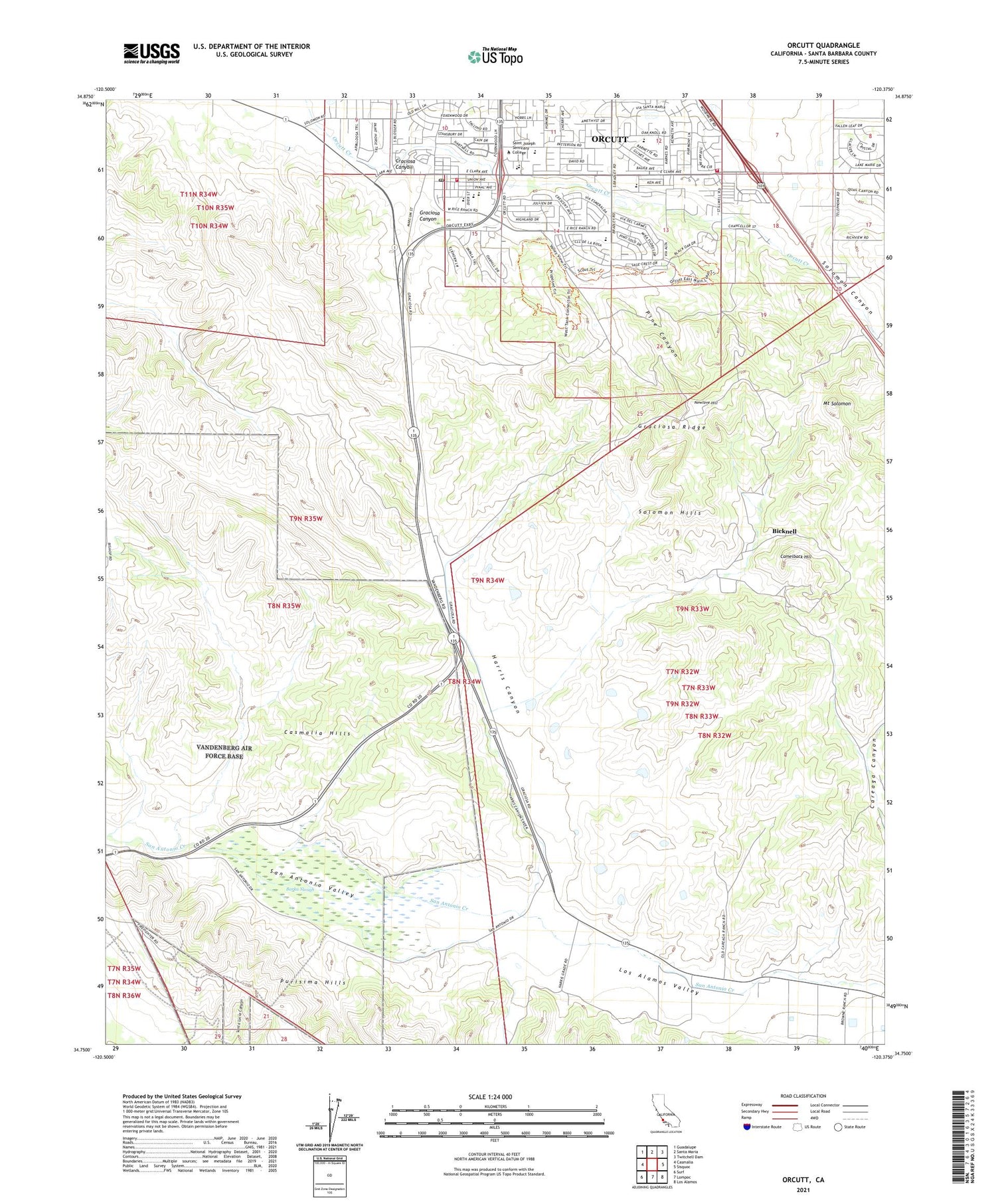 Orcutt California US Topo Map Image