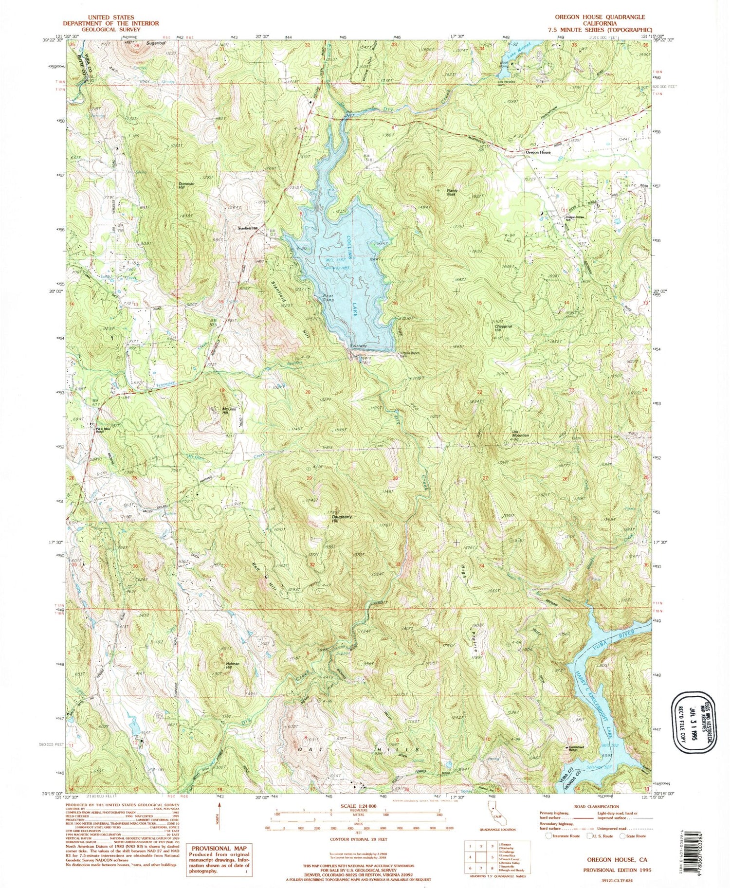 Classic USGS Oregon House California 7.5'x7.5' Topo Map Image