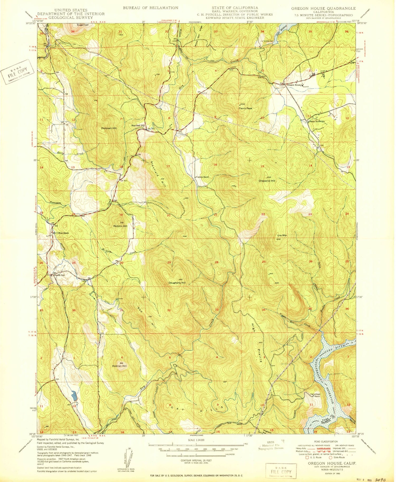 Classic USGS Oregon House California 7.5'x7.5' Topo Map Image