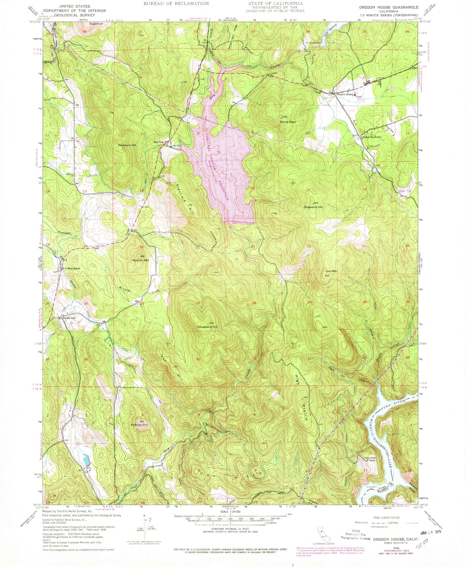 Classic USGS Oregon House California 7.5'x7.5' Topo Map Image