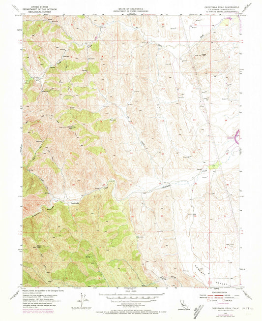 Classic USGS Orestimba Peak California 7.5'x7.5' Topo Map Image