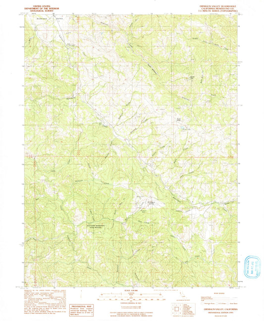 Classic USGS Ornbaun Valley California 7.5'x7.5' Topo Map Image