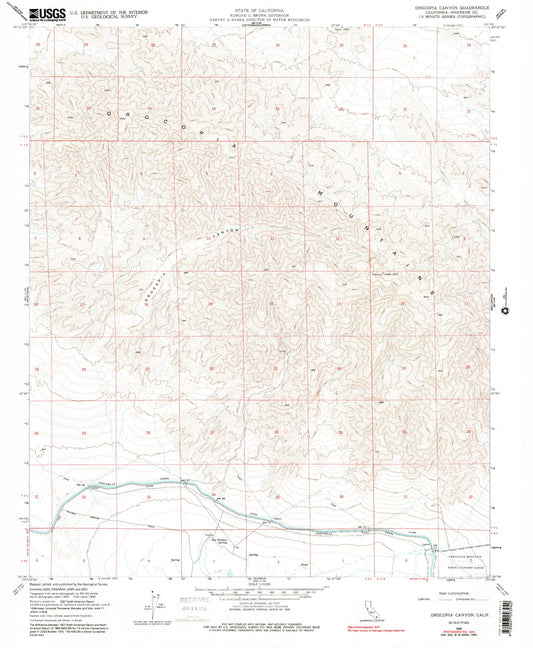 Classic USGS Orocopia Canyon California 7.5'x7.5' Topo Map Image