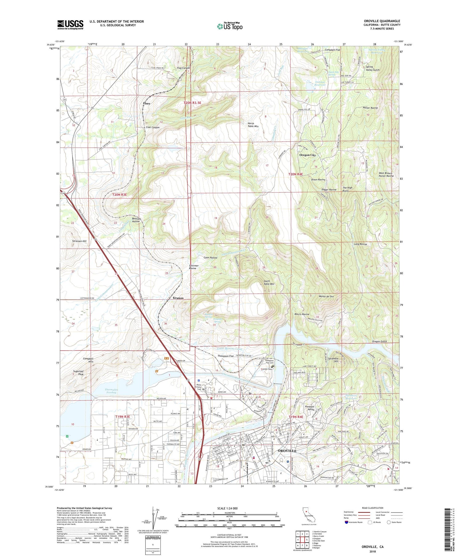 Oroville California US Topo Map Image