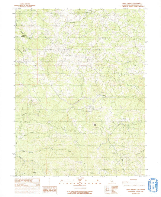 Classic USGS Orrs Springs California 7.5'x7.5' Topo Map Image