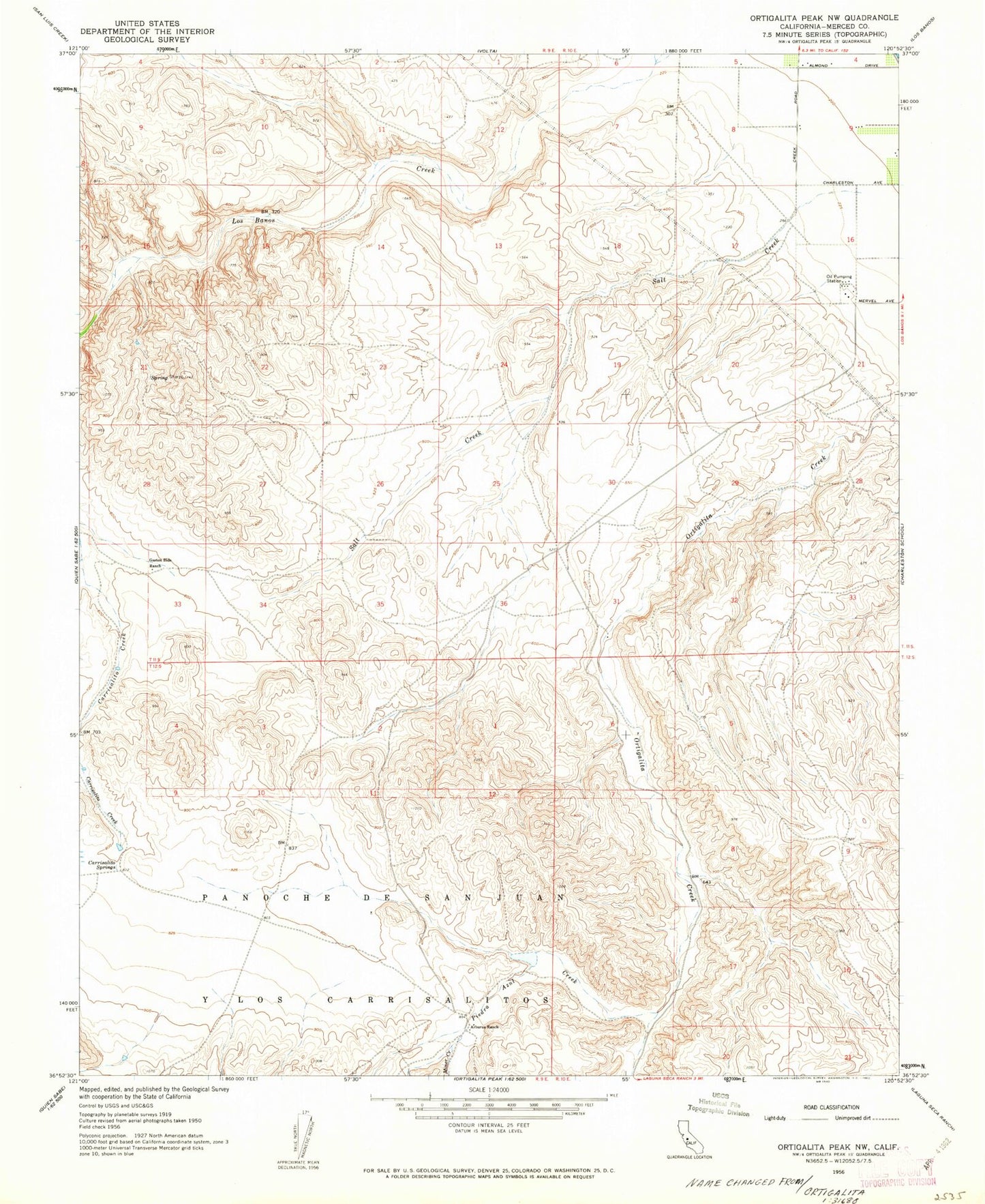 Classic USGS Ortigalita Peak NW California 7.5'x7.5' Topo Map Image