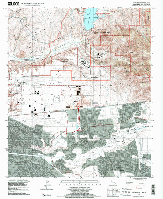Classic USGS Otay Mesa California 7.5'x7.5' Topo Map Image