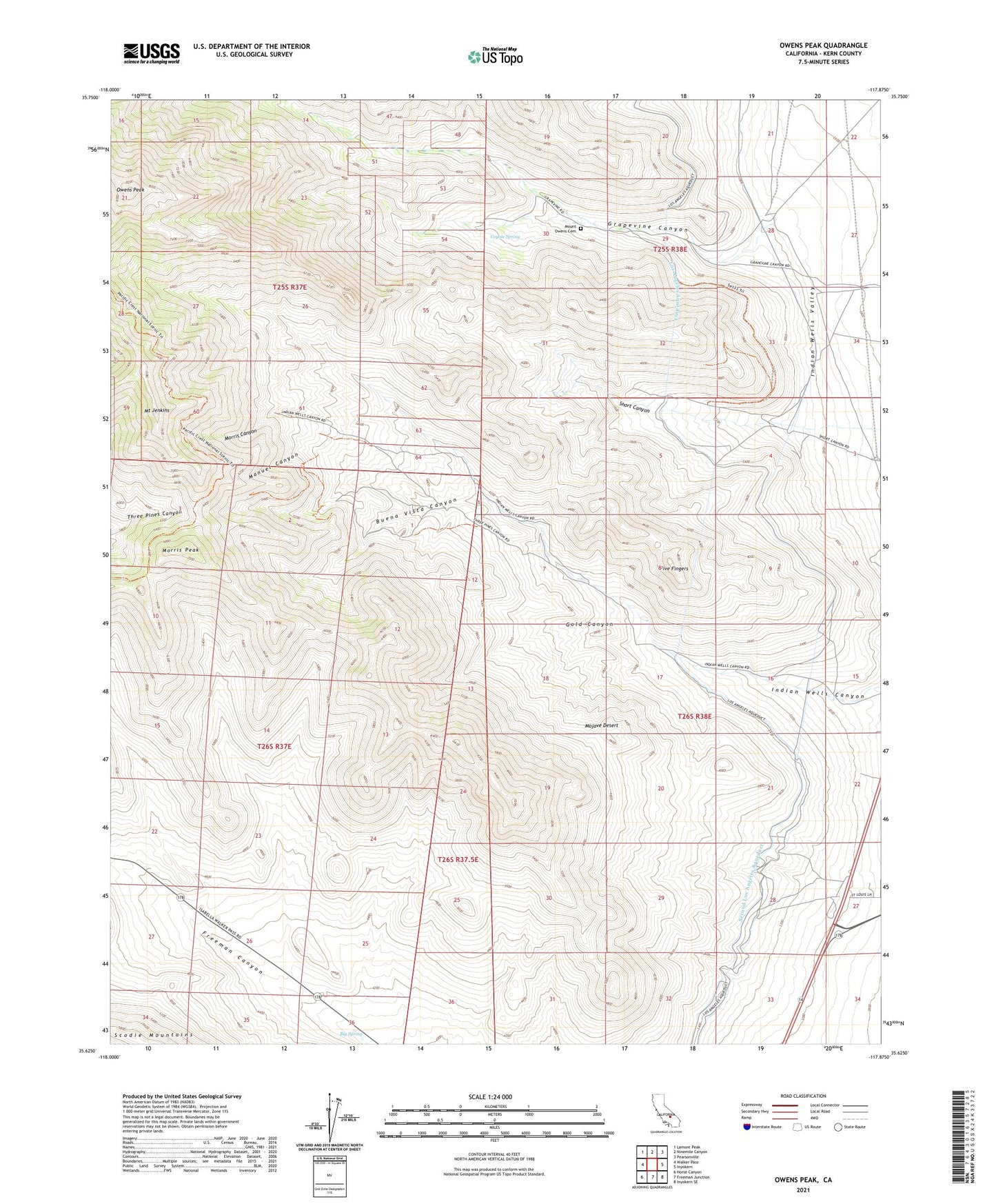 Owens Peak California US Topo Map Image