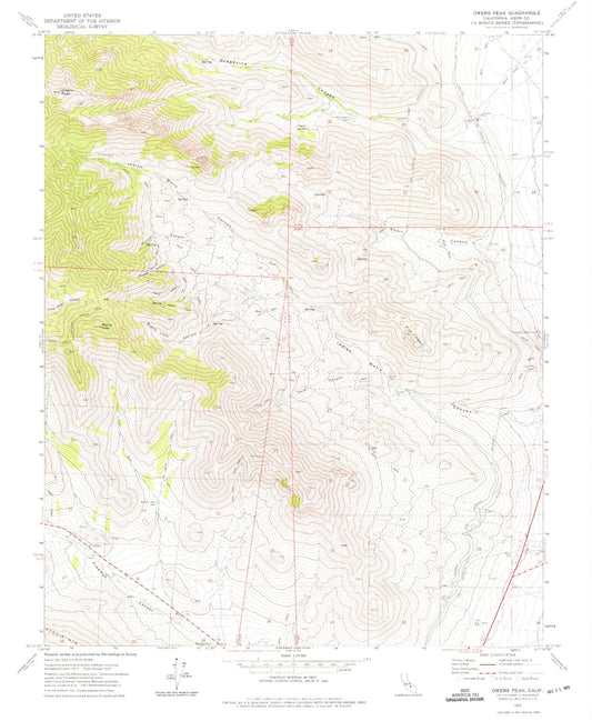 Classic USGS Owens Peak California 7.5'x7.5' Topo Map Image