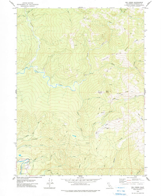 Classic USGS Owl Creek California 7.5'x7.5' Topo Map Image