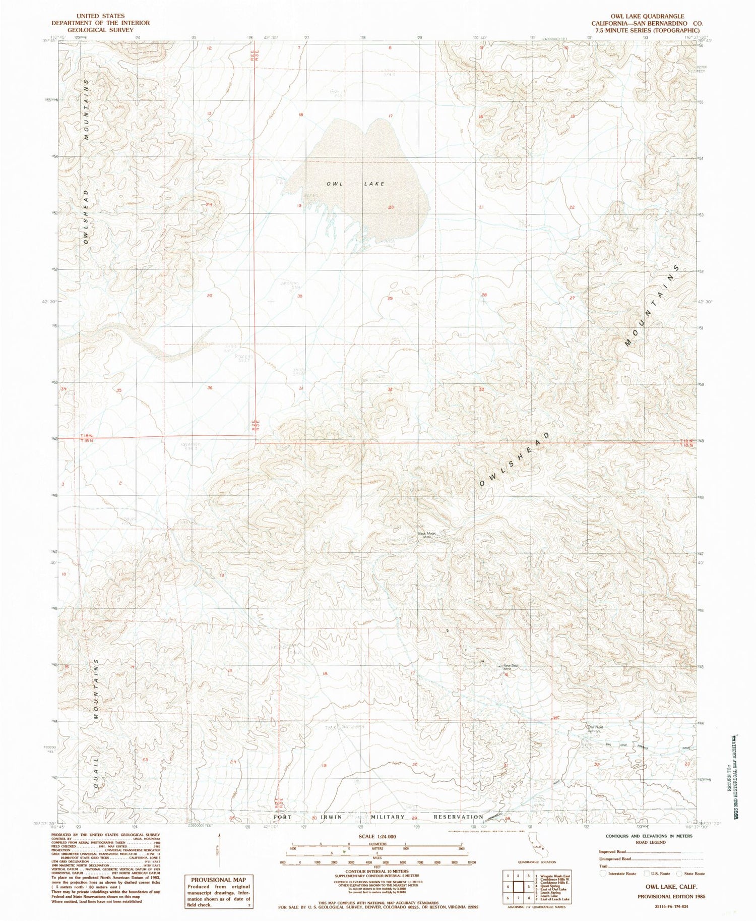 Classic USGS Owl Lake California 7.5'x7.5' Topo Map Image