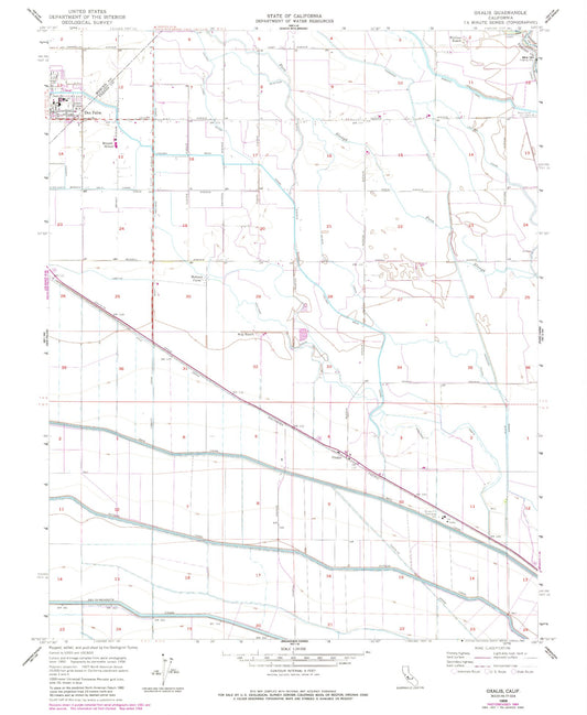 Classic USGS Oxalis California 7.5'x7.5' Topo Map Image