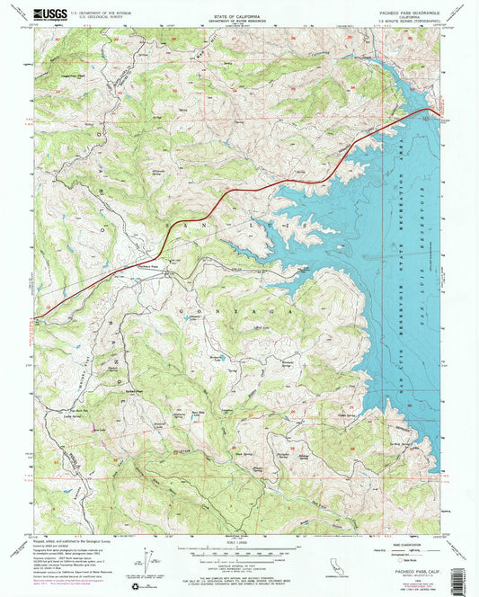 Classic USGS Pacheco Pass California 7.5'x7.5' Topo Map Image