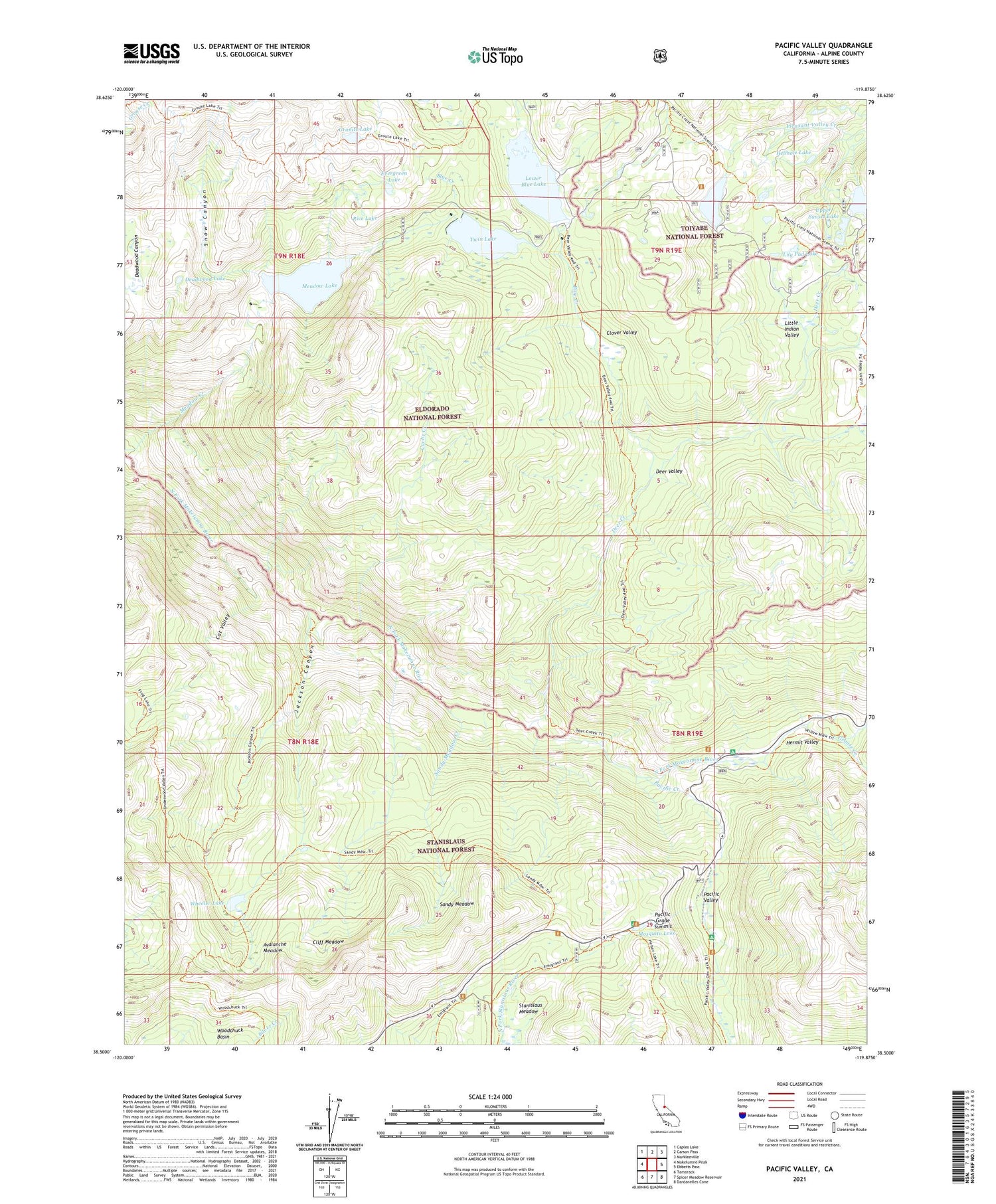Pacific Valley California US Topo Map Image