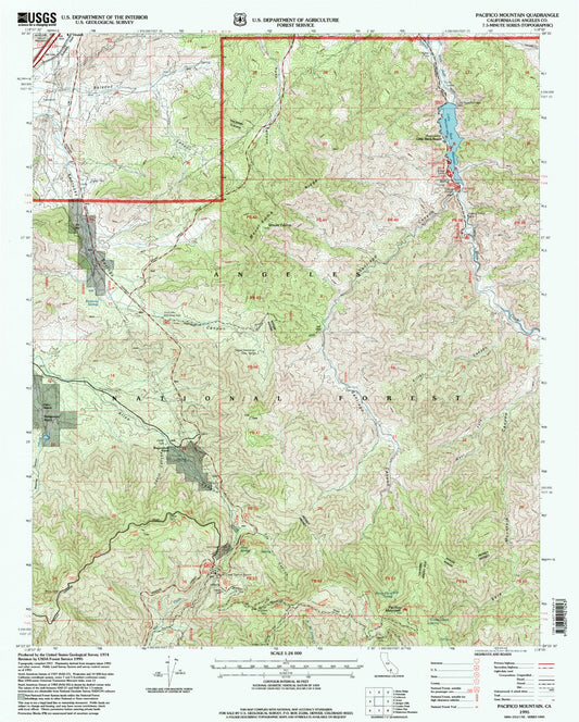 Classic USGS Pacifico Mountain California 7.5'x7.5' Topo Map Image
