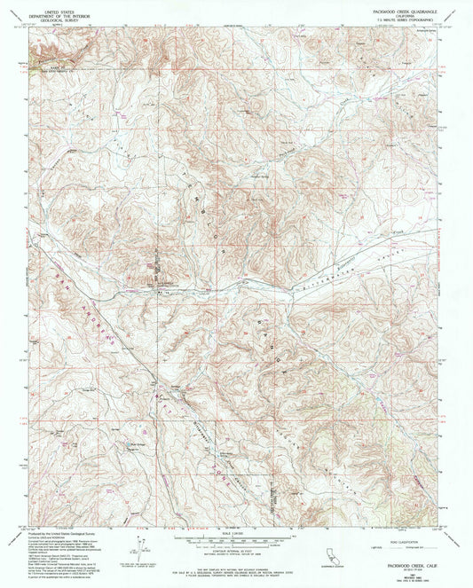 Classic USGS Packwood Creek California 7.5'x7.5' Topo Map Image
