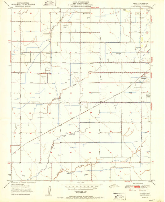 Classic USGS Paige California 7.5'x7.5' Topo Map Image