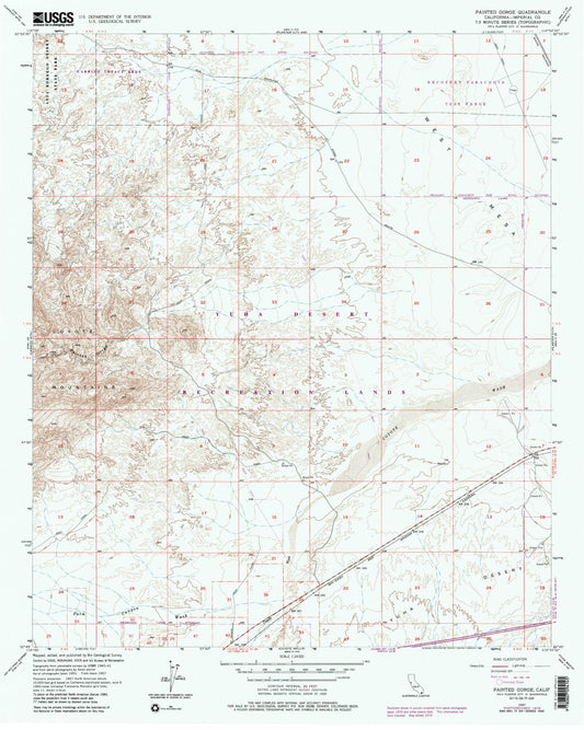 Classic USGS Painted Gorge California 7.5'x7.5' Topo Map Image