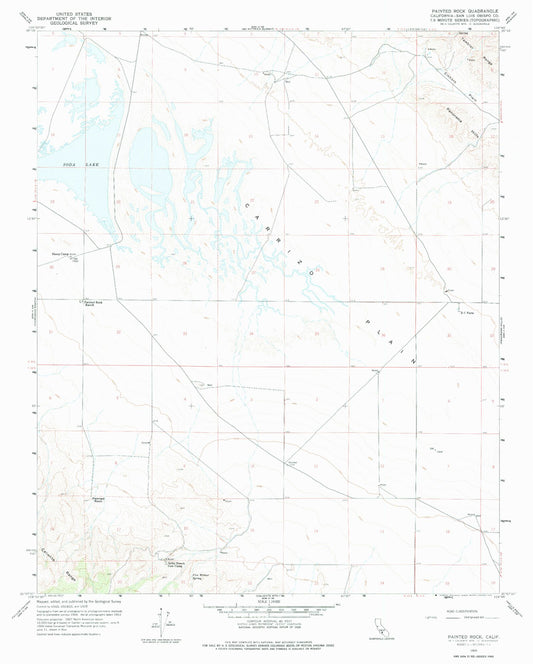 Classic USGS Painted Rock California 7.5'x7.5' Topo Map Image
