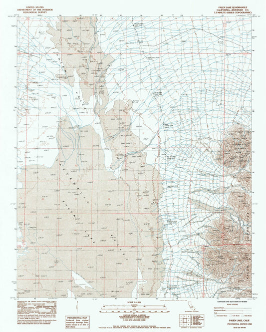 Classic USGS Palen Lake California 7.5'x7.5' Topo Map Image