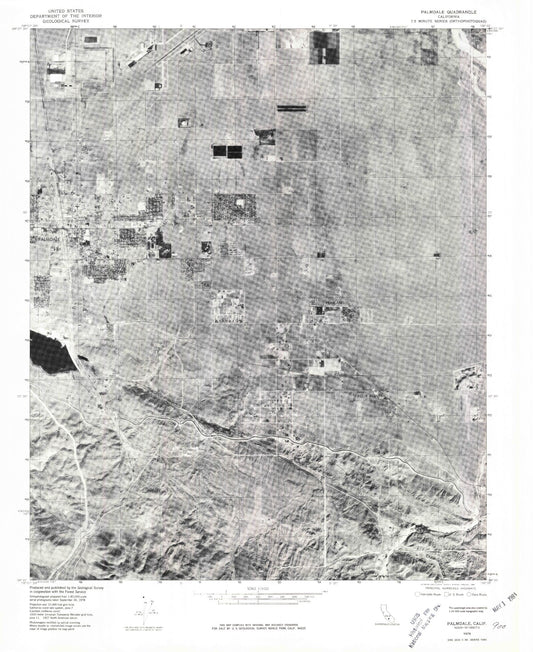Classic USGS Palmdale California 7.5'x7.5' Topo Map Image