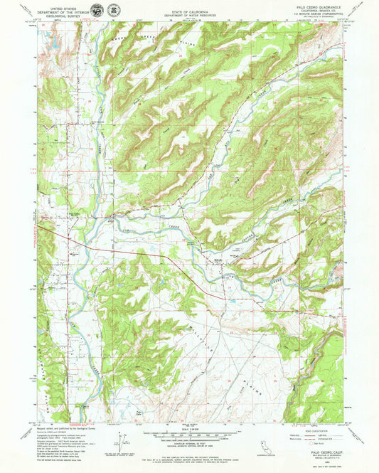 Classic USGS Palo Cedro California 7.5'x7.5' Topo Map Image